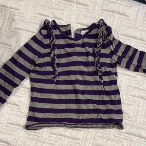 Ralph Lauren Kids Long Sleeve Purple and Gray Striped Tee